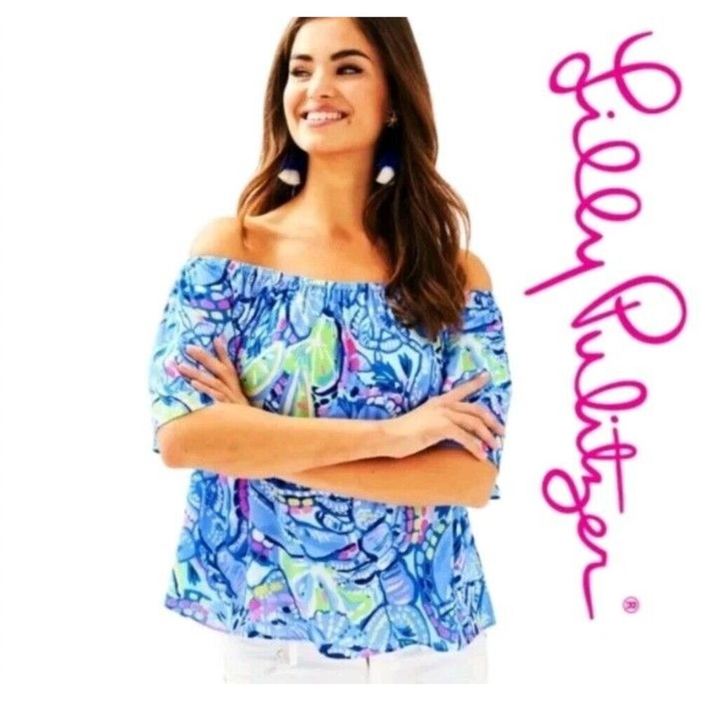 Lilly‎ Pulitzer Blue Peri Off Shoulder Blouse S